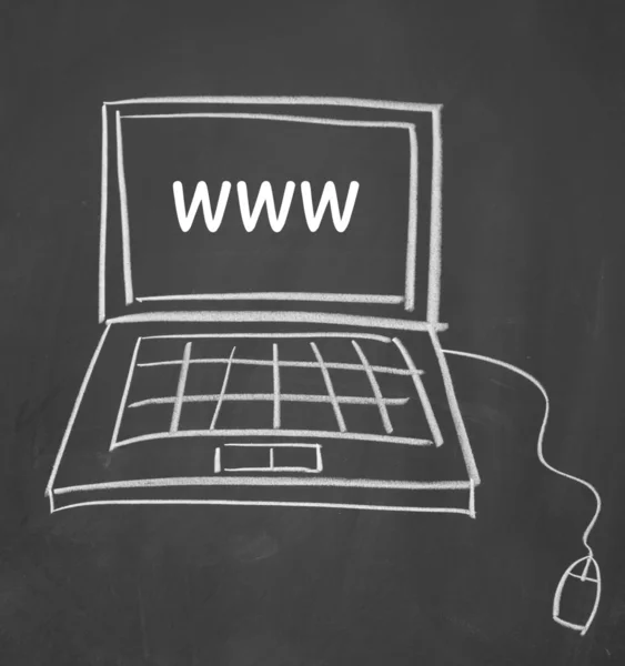 Símbolo de Internet dibujado con tiza en pizarra — Foto de Stock