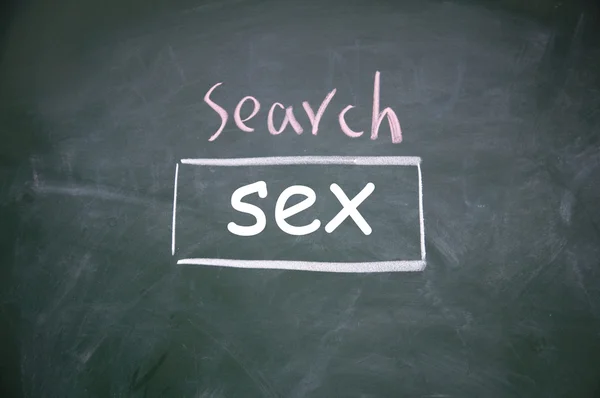Sex search interface drawn with chalk on blackboard — Stock Photo, Image