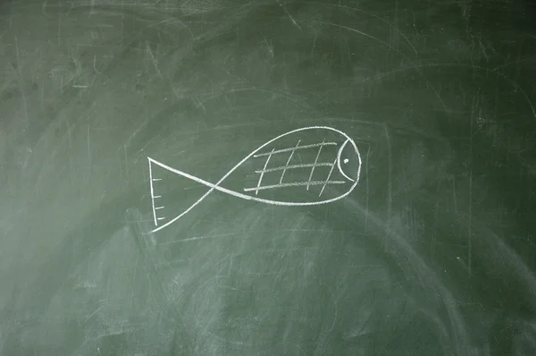 Ryby rysowane kredą na tablicy — Zdjęcie stockowe