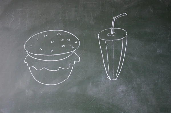 Fast Food mit Kreide auf Tafel gezeichnet — Stockfoto