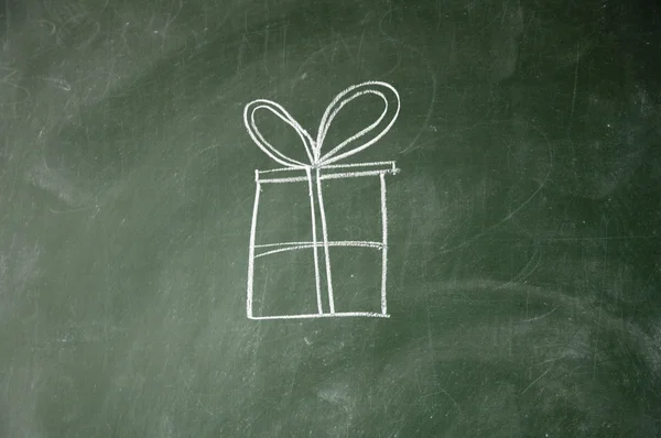 stock image Gift drawn with chalk on blackboard