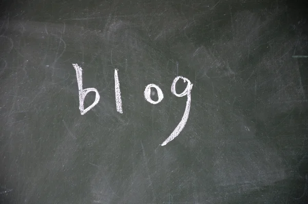Blog title written with chalk on blackboard — Stock Photo, Image