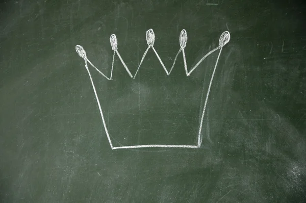 stock image Crown drawn with chalk on blackboard