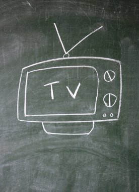 TV drawn with chalk on blackboard clipart