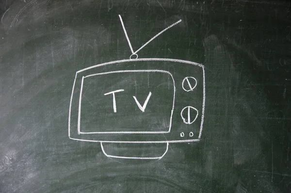 stock image TV drawn with chalk on blackboard