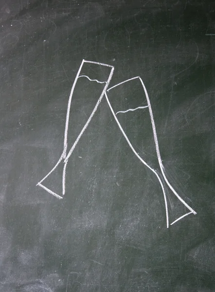 Glass drawn with chalk on blackboard — Stock Photo, Image