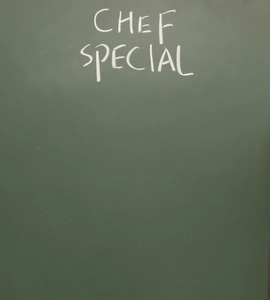 Chef título especial escrito com giz no quadro negro — Fotografia de Stock