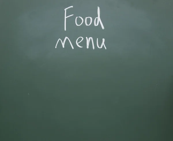 Menu de comida escrito com giz no quadro negro — Fotografia de Stock
