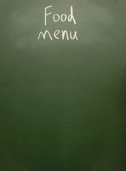 Food menu written with chalk on blackboard — Stock Photo, Image