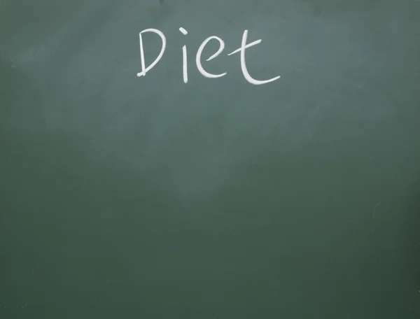 Título da dieta escrito com giz no quadro negro — Fotografia de Stock