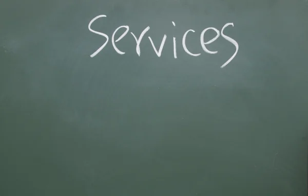 Título de serviços escrito com giz no quadro negro — Fotografia de Stock