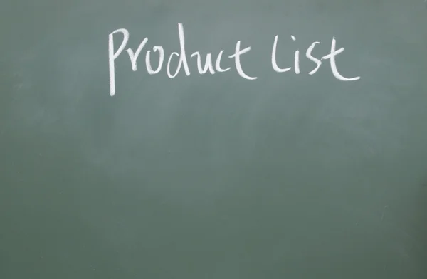 Λίστα προϊόντων γραμμένα με κιμωλία στο blackboard — Φωτογραφία Αρχείου