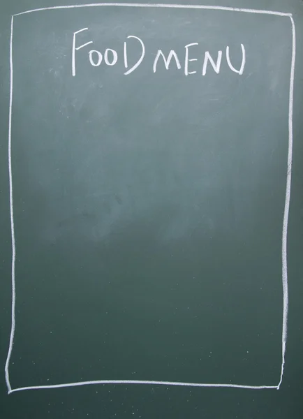 Voedsel menu geschreven met krijt op blackboard — Stockfoto