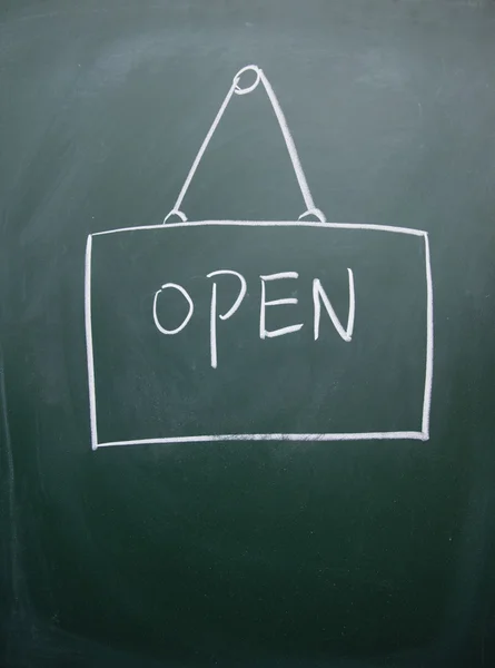 Open title drawn with chalk on blackboard — Stock Photo, Image