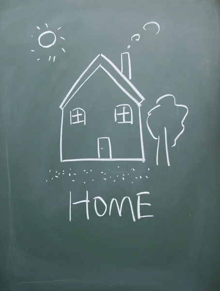 Home sign drawn with chalk on blackboard — Stock Photo, Image