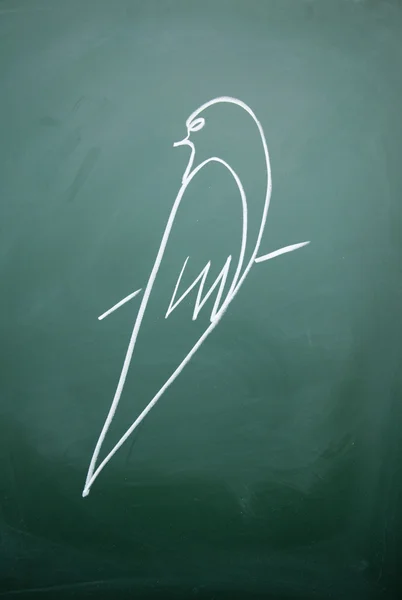 Bird drawn with chalk on blackboard