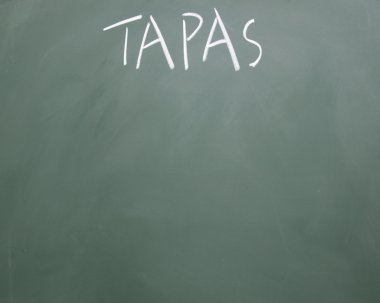 Tapas title written with chalk on blackboard clipart
