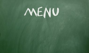 Menu title written with chalk on blackboard clipart