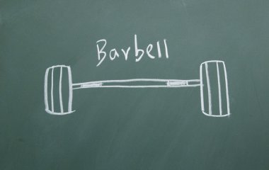 barbell ile Tebeşir tahtaya çizilen