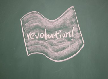 Revolution flag drawn with chalk on blackboard clipart