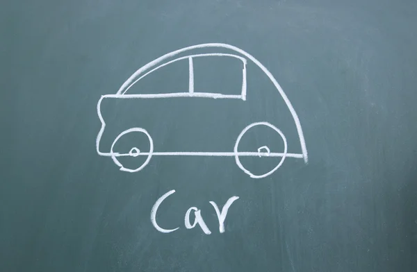 stock image Car drawn with chalk on blackboard