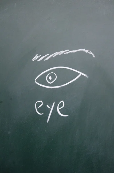黑板上用粉笔绘制的眼睛标志 — 图库照片