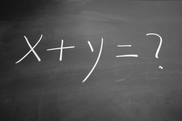 X+y=? written with chalk on blackboard — Stock Photo, Image