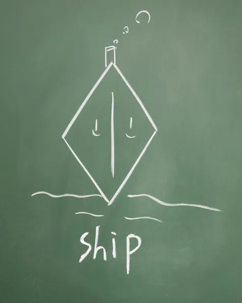 Вывеска корабля нарисована мелом на доске — стоковое фото