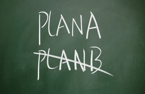 计划和计划 b 在黑板上用粉笔写 — 图库照片