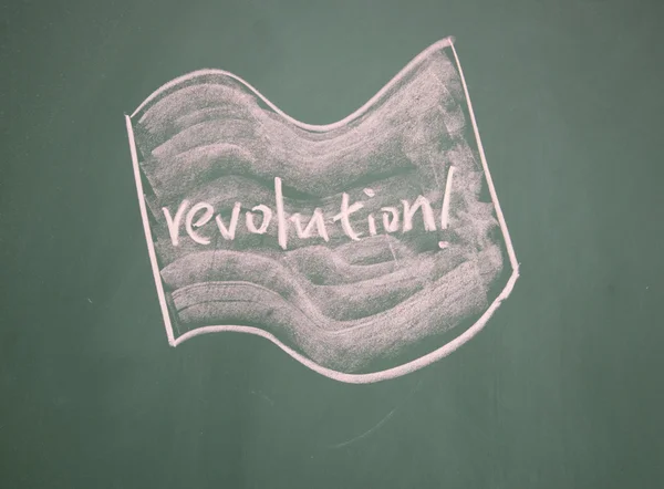 Stock image Revolution flag drawn with chalk on blackboard