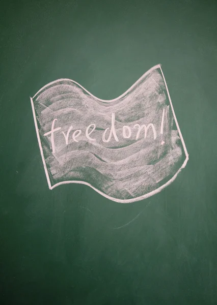 Freedom flag drawn with chak on blackboard — Stock Photo, Image