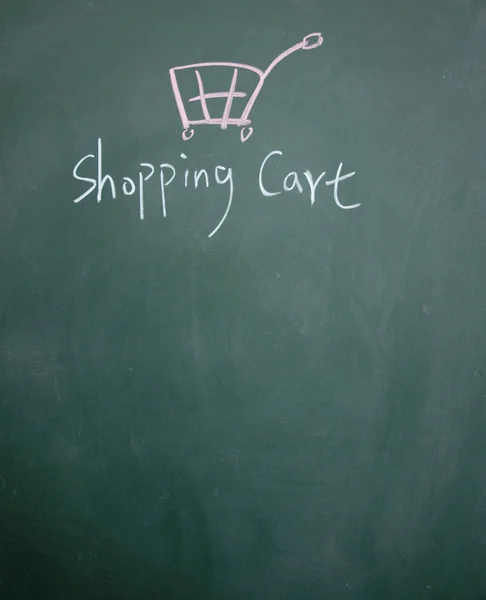 Shopping Cart drawn with chalk on blackboard — Stock Photo, Image