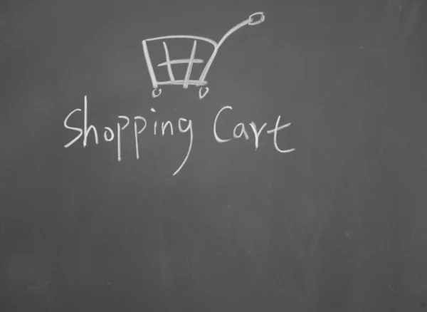 stock image Shopping Cart drawn with chalk on blackboard