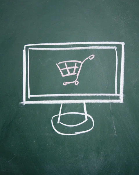 stock image Online Shopping Cart drawn with chalk on blackboard