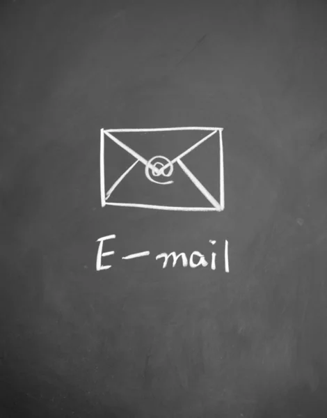 E-mail symbol drawn with chalk on blackboard — Stock Photo, Image