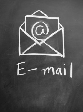 E-mail symbol drawn with chalk on blackboard clipart