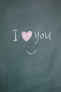 I love you sign drawn with chalk on blackboard clipart