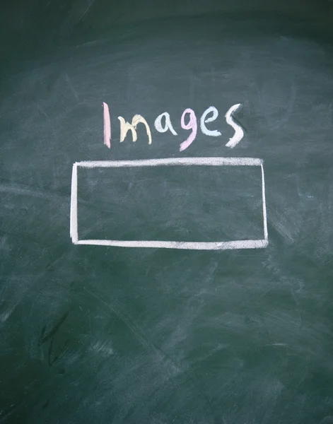 Image search interface drawn with chalk on blackboard
