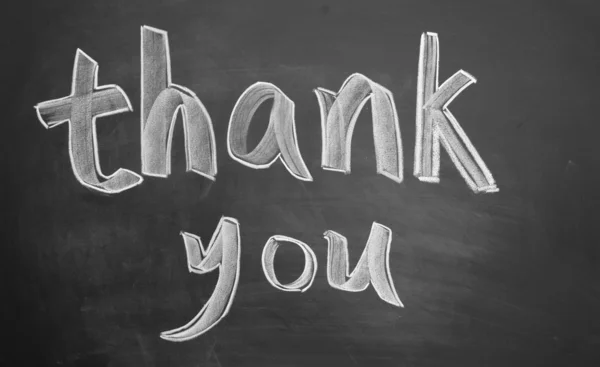 Thank you title written with chalk on blackboard — Stock Photo, Image