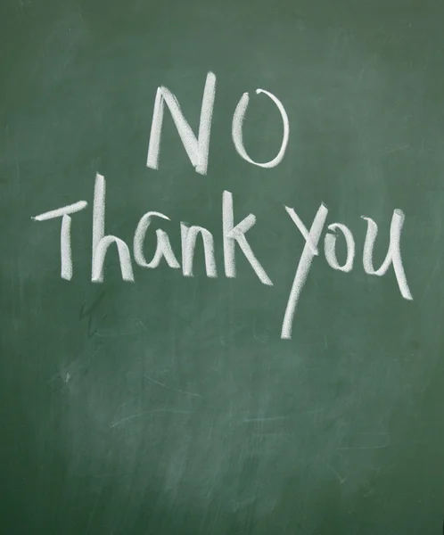 No thank you title written with chalk on blackboard — Stock Photo, Image