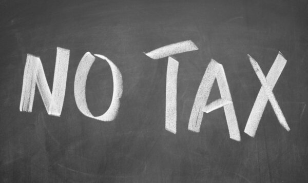 No tax title written with chalk on blackboard