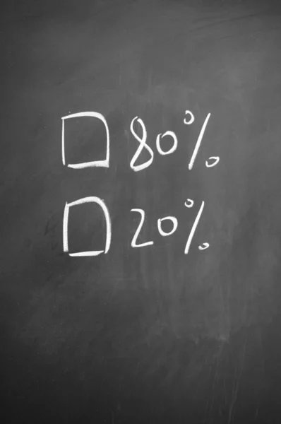 80% eller 20% val skrivet med krita på svarta tavlan — Stockfoto