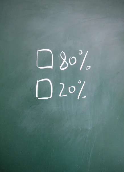 80% eller 20% val skrivet med krita på svarta tavlan — Stockfoto