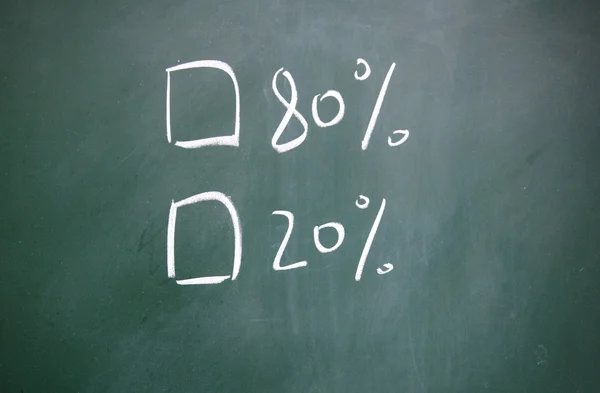 stock image 80% or 20% choice written with chalk on blackboard