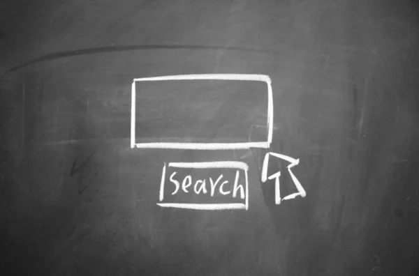 Search interface drawn with chalk on blackboard