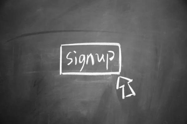 Sign up button drawn with chalk on blackboard — Stock Photo, Image