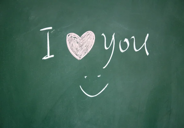 I love you sign drawn with chalk on blackboard — Stock Photo, Image