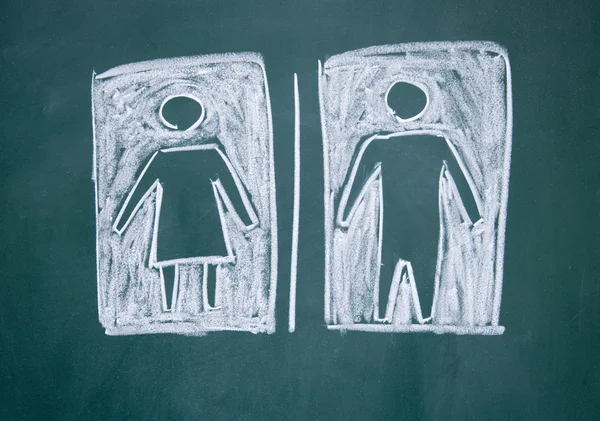 Women and men sign drawn with chalk on blackboard — Stock Photo, Image