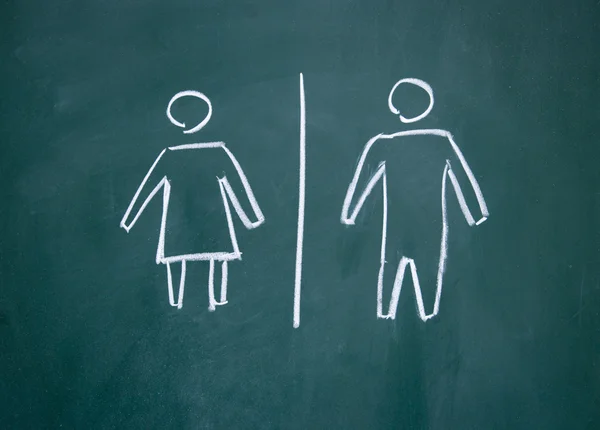 黑板上用粉笔绘制的妇女和男子标志 — 图库照片