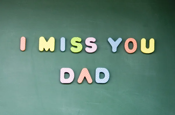 I miss you dad sign drawn with chalk on blackboard — Stock Photo, Image